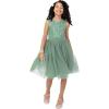 Maya Deluxe Midi Dress for Girls Sequins Embellished Party Tutu Bridesmaids Wedding with Belt Bow Robe Fille (Lot de 1)(Deep Mint)