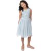 Maya Deluxe Midi Dress for Girls Sequins Embellished Party Tutu Bridesmaids Wedding with Belt Bow Robe Fille (Lot de 1)(Ice Blue)