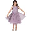 Maya Deluxe Midi Dress for Girls Sequins Embellished Party Tutu Bridesmaids Wedding with Belt Bow Robe Fille (Lot de 1)(Lilas Moody)
