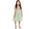 Maya Deluxe Midi Dress for Girls Sequins Embellished Party Tutu Bridesmaids Wedding with Belt Bow Robe Fille (Lot de 1)(Lys Vert)