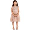 Maya Deluxe Midi Dress for Girls Sequins Embellished Party Tutu Bridesmaids Wedding with Belt Bow Robe Fille (Lot de 1)(Rose Clair Taupe)