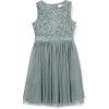 Maya Deluxe Midi Dress for Girls Sequins Embellished Party Tutu Bridesmaids Wedding with Belt Bow Robe Fille (Lot de 1)(Vert Bruyant)
