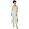 Maya Deluxe Women&rsquo;s Midaxi Dress Ladies Long Sheer Sleeve Square Neck Sequin Embellished Split Empire Waist A-Line Wedding Guest Robe Femme(Mint Green)