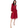 Maya Deluxe Womens Midi Dress Ladies Floral Embroidered Lace Long Sleeve V-Neck for Wedding Guest Bridesmaid Prom Occasion Ball Gown Robes Femme (Lot de 1)(Wine)