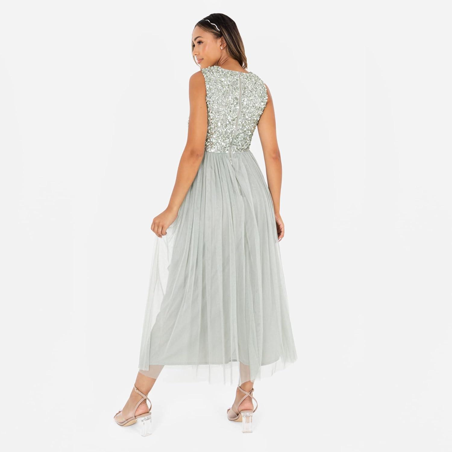 imageMaya Deluxe Maya MiLongue Orne Robe de Demoiselle dhonneur FemmeLys Vert