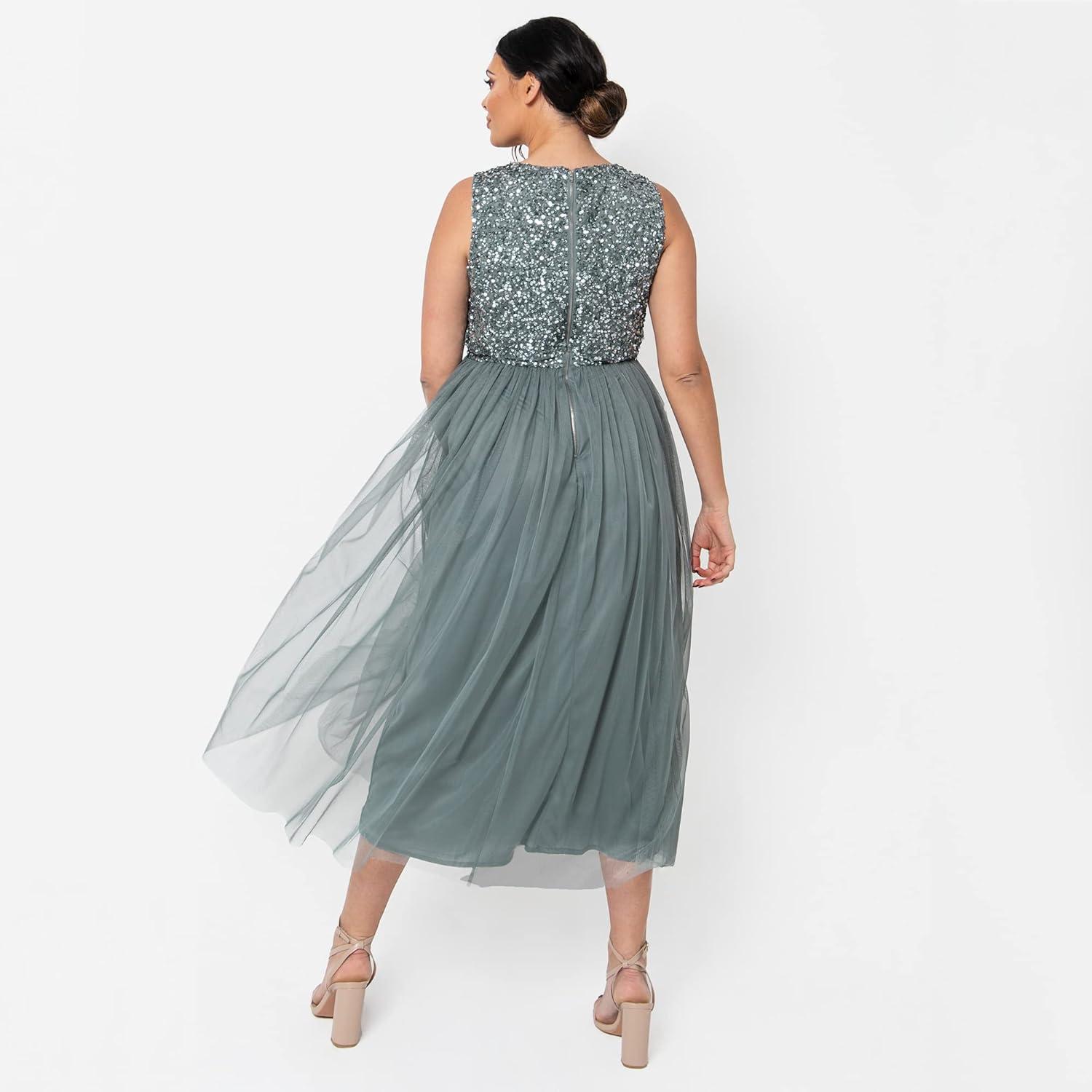 imageMaya Deluxe Maya MiLongue Orne Robe de Demoiselle dhonneur FemmeVert Bruyant
