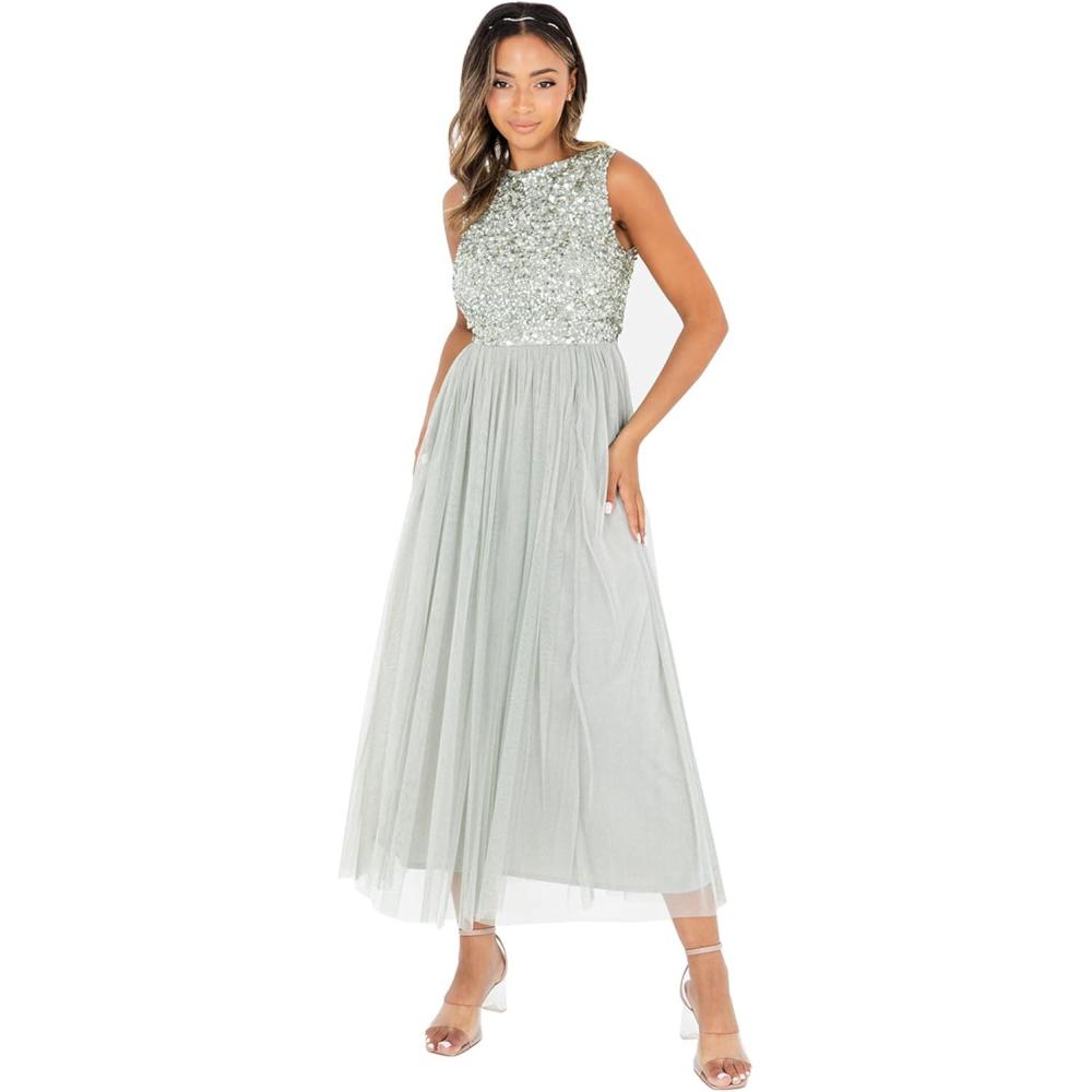 imageMaya Deluxe Maya MiLongue Orne Robe de Demoiselle dhonneur FemmeLys Vert