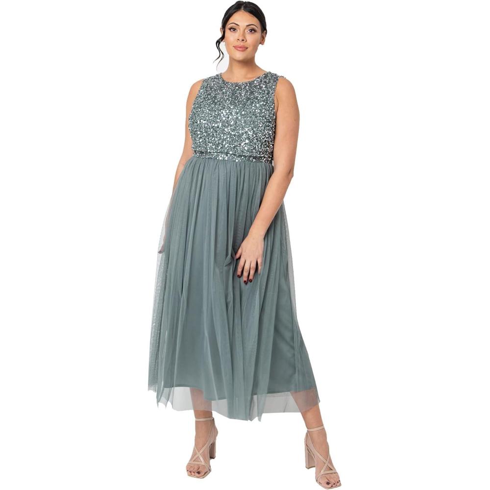 imageMaya Deluxe Maya MiLongue Orne Robe de Demoiselle dhonneur FemmeVert Bruyant