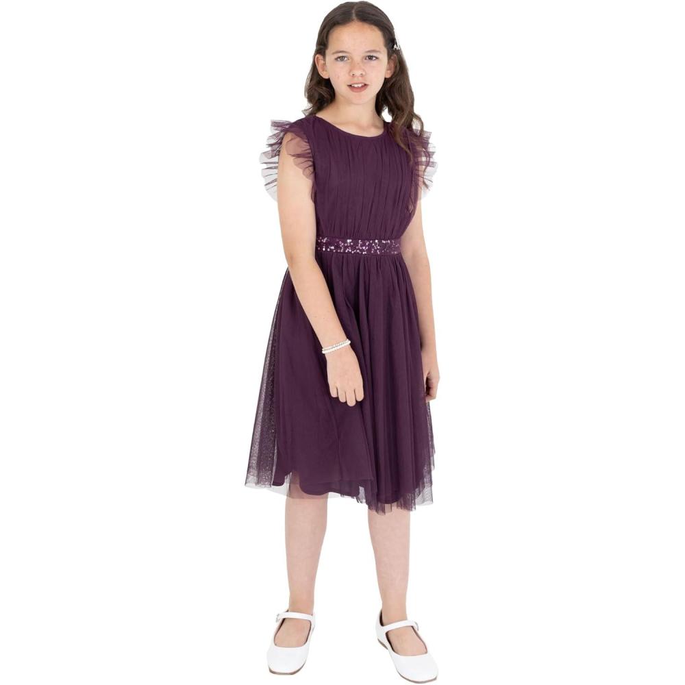 imageMaya Deluxe Midi Dress for Girls Sequins Embellished Birthday Party Frill Short Sleeves Bridesmaids Wedding Robe de Demoiselle dhonneur FilleBerry