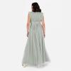 Anaya with Love Women&rsquo;s Maxi Dress Ladies V-Neck Short Sleeve Split Tulle A-Line for Wedding Guest Bridesmaid Evening Occasion Ball Gown Femme(Frosty Green)