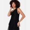 Anaya with Love Women&rsquo;s Midaxi Dress Ladies One Shoulder Sleeveless Tiered Skirt for Wedding Guest Bridesmaid Evening Occasion Ball Gown Robe Femme(Noir)