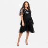 Maya Deluxe Robe de soirée Midaxi brodée à Paillettes avec décolleté Plongeant en V Noir Femme(Noir)