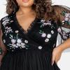 Maya Deluxe Robe de soirée Midaxi brodée à Paillettes avec décolleté Plongeant en V Noir Femme(Noir)