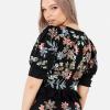 Maya Deluxe Womens Dress for Ladies Maxi Short Sleeve Floral Embellishment Wedding Guest Prom Bridesmaid Elegant Black Robes Femme(Noir)