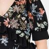 Maya Deluxe Womens Dress for Ladies Maxi Short Sleeve Floral Embellishment Wedding Guest Prom Bridesmaid Elegant Black Robes Femme(Noir)