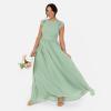 Maya Deluxe Women&rsquo;s Ladies Maxi Dress Crew Neckline Short Flutter Sleeve Lace Trim A-Line for Wedding Guest Evening Prom Ball Gown Robe Femme (Lot de 1)(Deep Sage)
