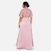 Maya Deluxe Women&rsquo;s Ladies Maxi Dress Flutter Sleeve Round Neck Lace Trim Satin for Wedding Guest Evening Occasion Prom Ball Gown Robe Femme(Blush Pink)