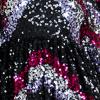 Maya Deluxe Womens Ladies Sequin Embellished Dress Mini Long Bishop Sleeve Highneck for Wedding Guest Prom New Years Eve Black Robe Femme(Noir)