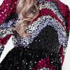 Maya Deluxe Womens Ladies Sequin Embellished Dress Mini Long Bishop Sleeve Highneck for Wedding Guest Prom New Years Eve Black Robe Femme(Noir)