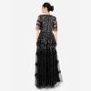 Maya Deluxe Women&rsquo;s Maxi Dress Ladies V-necksequin Embellished Ruffle Detail for Wedding Guest Bridesmaid Prom Occasion Ball Gown Femme(Noir)