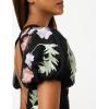 Maya Deluxe Womens Maxi Ladies Floral Embroidered Open Back Puff Sleeves Dress for Wedding Guest Bridesmaid Prom Occasion Robe Femme(Noir)