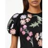 Maya Deluxe Womens Maxi Ladies Floral Embroidered Open Back Puff Sleeves Dress for Wedding Guest Bridesmaid Prom Occasion Robe Femme(Noir)