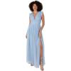 Anaya with Love Women&rsquo;s Maxi Dress Ladies V-Neck Short Sleeve Split Tulle A-Line for Wedding Guest Bridesmaid Evening Occasion Ball Gown Femme(Soft Blue)