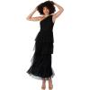 Anaya with Love Women&rsquo;s Midaxi Dress Ladies One Shoulder Sleeveless Tiered Skirt for Wedding Guest Bridesmaid Evening Occasion Ball Gown Robe Femme(Noir)