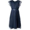 Maya Deluxe Midi Dress for Girls Sequins Embellished Birthday Party Frill Short Sleeves Bridesmaids Wedding Robe de Demoiselle d&rsquo;honneur Fille(Navy)