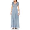 Maya Deluxe Robe de Soirée Femme Maxi, à Manches Courtes, Taille Empire, Robe Demoiselle d&rsquo;honneur, pour Bal, Mariages(Bleu)