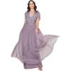 Maya Deluxe Robe de Soirée Femme Maxi, à Manches Courtes, Taille Empire, Robe Demoiselle d&rsquo;honneur, pour Bal, Mariages(Moody Lilac)