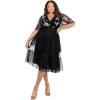 Maya Deluxe Robe de soirée Midaxi brodée à Paillettes avec décolleté Plongeant en V Noir Femme(Noir)