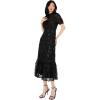 Maya Deluxe Women&rsquo;s Embroidered Dress for Ladies Sequin Embellished Midaxi Floral High Neck Wedding Guest Ball Evening Cocktail Robe Femme(Noir)