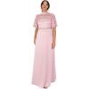 Maya Deluxe Women&rsquo;s Ladies Maxi Dress Flutter Sleeve Round Neck Lace Trim Satin for Wedding Guest Evening Occasion Prom Ball Gown Robe Femme(Blush Pink)
