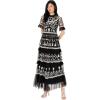 Maya Deluxe Women&rsquo;s Midi Dress Ladies Ruffle Frilly Floral Embroidered Tiered Ball Gown for Wedding Guest Prom Evening Occasion(Noir)