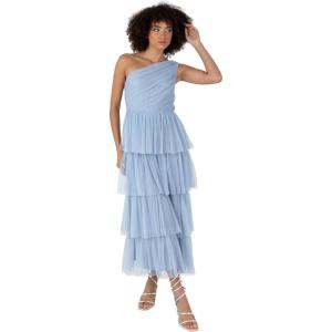 Anaya with Love Women&rsquo;s Midaxi Dress Ladies One Shoulder Sleeveless Tiered Skirt for Wedding Guest Bridesmaid Evening Occasion Ball Gown Robe Femme(Soft Blue)