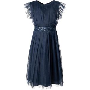 Maya Deluxe Midi Dress for Girls Sequins Embellished Birthday Party Frill Short Sleeves Bridesmaids Wedding Robe de Demoiselle d&rsquo;honneur Fille(Navy)