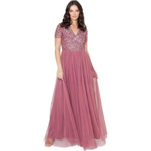 Maya Deluxe Robe de Soirée Femme Maxi, à Manches Courtes, Taille Empire, Robe Demoiselle d&rsquo;honneur, pour Bal, Mariages(Desert Rose)