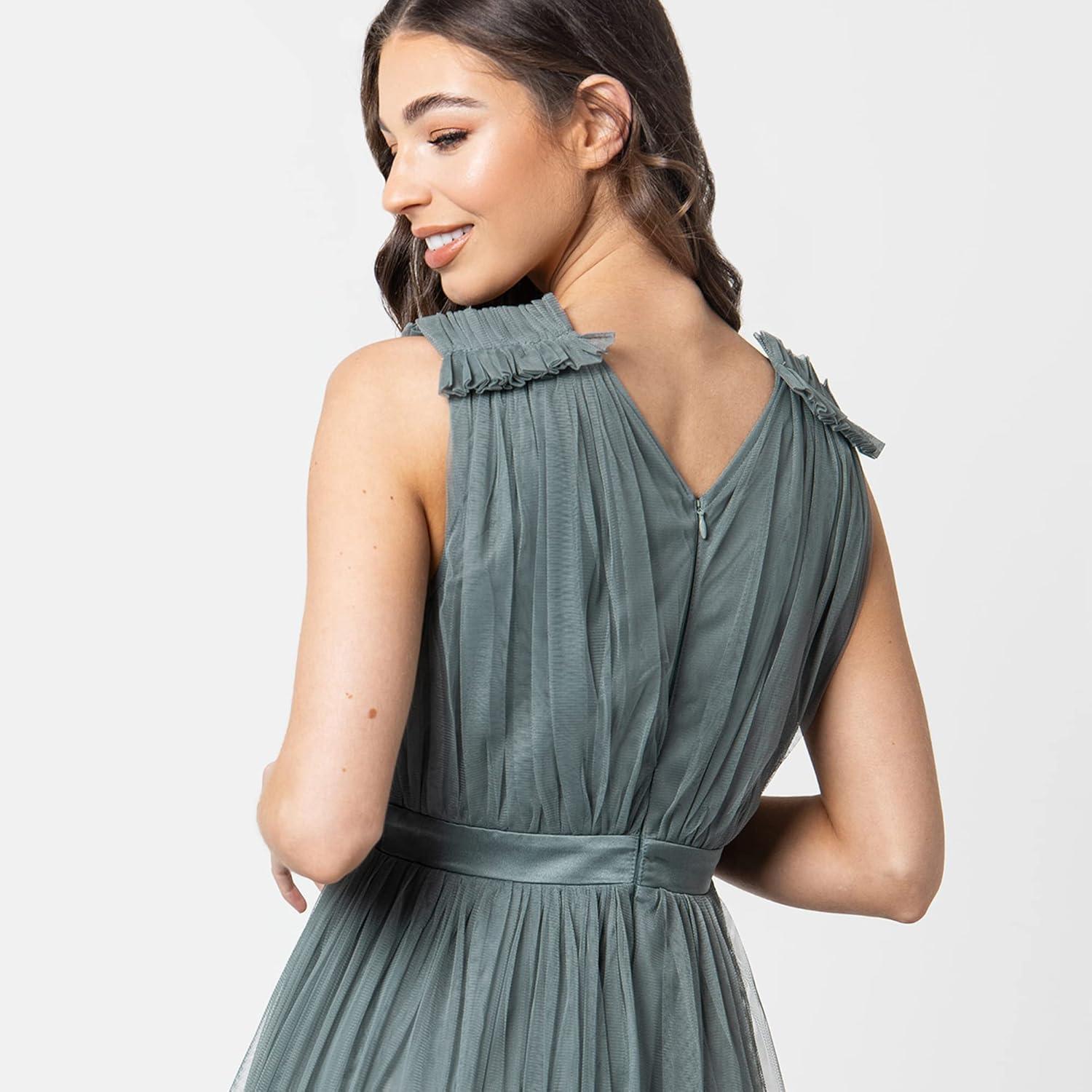 imageMaya Deluxe Maya Deluxe Maxi Dress with Ruffle Shoulder Detail Robe de Demoiselle dhonneur FemmeVert Bruyant