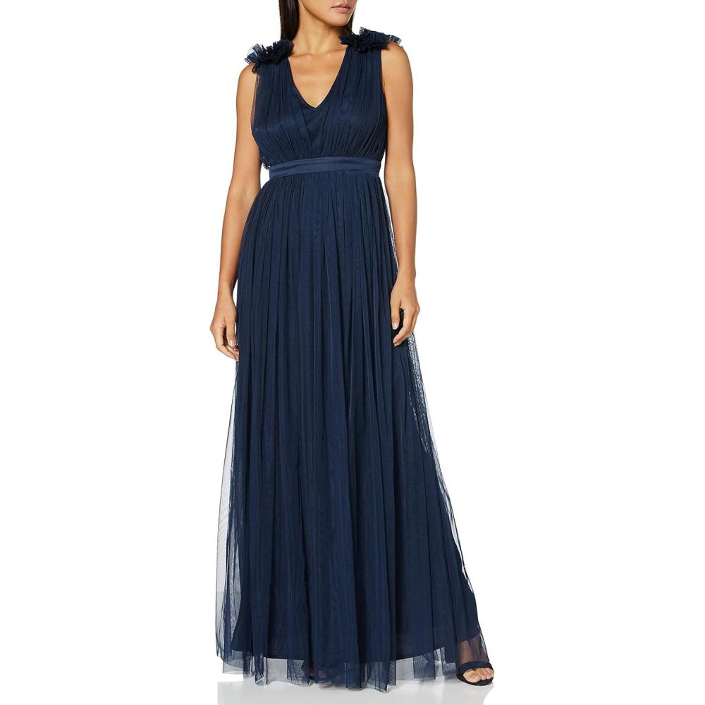 imageMaya Deluxe Maya Deluxe Maxi Dress with Ruffle Shoulder Detail Robe de Demoiselle dhonneur FemmeBleu Marine