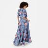 Anaya with Love Women&rsquo;s Maxi Dress Ladies Wrap Short Angel Sleeves V-Neck Floral Waist Tie for Wedding Guest Occasion Evening Prom Ball Robe Femme (Lot de 1)(Bleu)