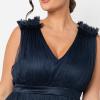 Maya Deluxe Maya Deluxe Maxi Dress with Ruffle Shoulder Detail Robe de Demoiselle d&rsquo;honneur Femme(Bleu Marine)