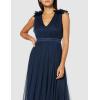Maya Deluxe Maya Deluxe Maxi Dress with Ruffle Shoulder Detail Robe de Demoiselle d&rsquo;honneur Femme(Bleu Marine)