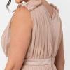 Maya Deluxe Maya Deluxe Maxi Dress with Ruffle Shoulder Detail Robe de Demoiselle d&rsquo;honneur Femme(Blush Taupe)