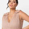 Maya Deluxe Maya Deluxe Maxi Dress with Ruffle Shoulder Detail Robe de Demoiselle d&rsquo;honneur Femme(Blush Taupe)