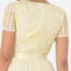 Maya Deluxe Maya Deluxe Misty Green Robe Longue À Rayures À Manches Courtes Robe de Demoiselle d&rsquo;honneur Femme(Citron)