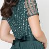 Maya Deluxe Maya Deluxe Misty Green Robe Longue À Rayures À Manches Courtes Robe de Demoiselle d&rsquo;honneur Femme(Emerald Green)