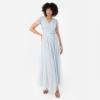 Maya Deluxe Maya Deluxe Misty Green Robe Longue À Rayures À Manches Courtes Robe de Demoiselle d&rsquo;honneur Femme(Ice Blue)