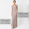 Maya Deluxe Robe de Soirée Femme Maxi, à Paillettes, Taille Haute Empire, Col V, pour Bal de Promo, Mariage, Mariée(Blush Taupe)