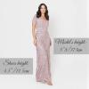 Maya Deluxe Robe de Soirée Femme Maxi, à Paillettes, Taille Haute Empire, Col V, pour Bal de Promo, Mariage, Mariée(Frosted Pink)